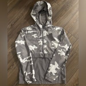 OCG Youth Gray Camo Half Zip Windbreaker Hoodie Lightweight Jacket Size M